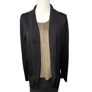 Verve Ami Black Shawl Open Sweater Sz M
